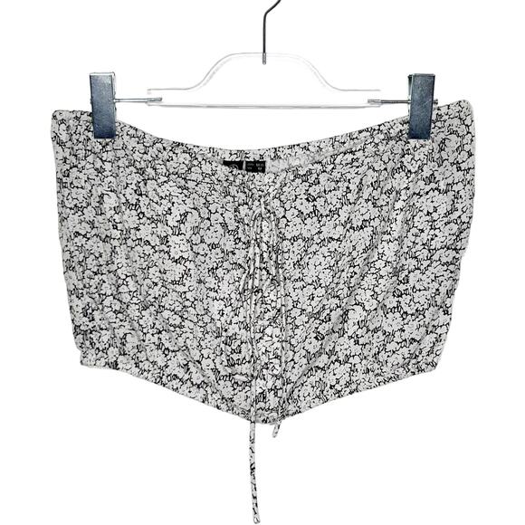 VOLCOM Bae Bae Doll Tube Top Cropped Drawcord Halter Floral Black White Size S - Picture 4 of 10